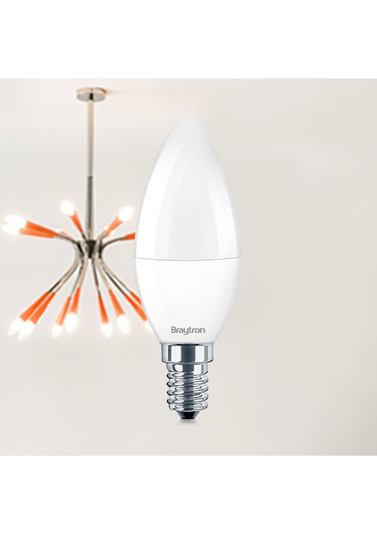 BA09-00513-BRAYTRON 5W 6500K Beyaz Işık E14 Mum LED Ampul 5 Li Paket