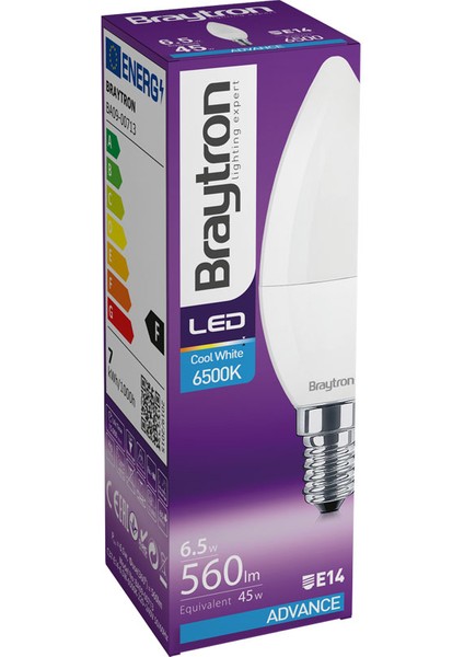 BA09-00713-BRAYTRON 7W 6500K Beyaz Işık E14 Mum LED Ampul 5 Li Paket