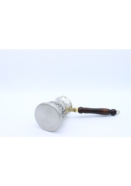 Çiçek El Işlemeli Uzun Bakır Cezve Indüksiyon Ocak Uyumlu Antik Gümüş Küçük Boy fırsatları