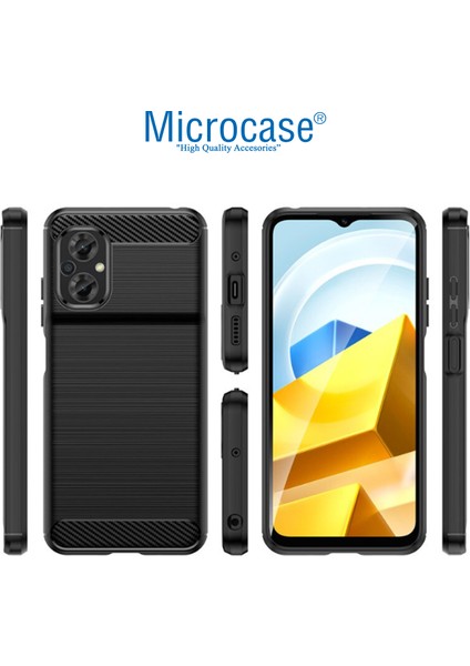Xiaomi Poco M5 Brushed Carbon Fiber Silikon Kılıf - Siyah AL3332 fiyatları
