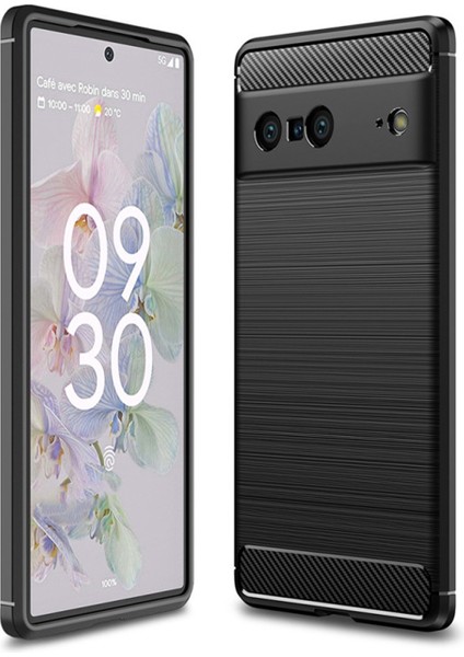 Google Pixel 7 Brushed Carbon Fiber Silikon Kılıf - Siyah AL3332