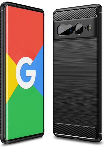 Google Pixel 7 Pro Brushed Carbon Fiber Silikon Kılıf - Siyah AL3332