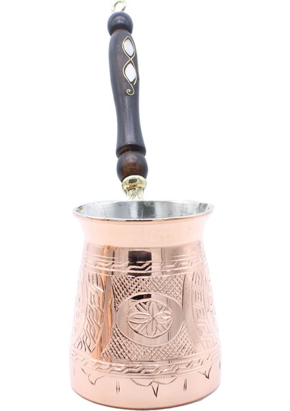 Gaziantep El Işlemesi Ahşap Saplı Bakır Cezve Büyük Boy fiyatları