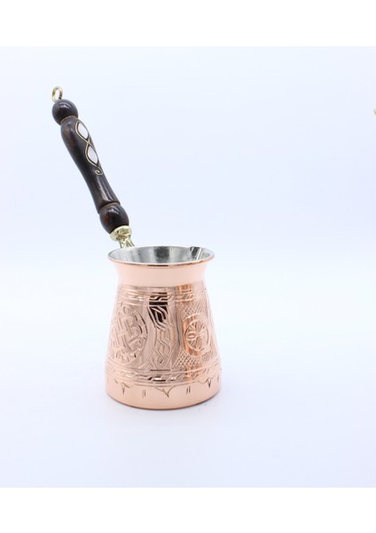 Gaziantep El Işlemesi Ahşap Saplı Bakır Cezve Büyük Boy modelleri
