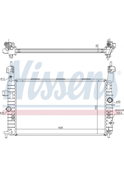 Su Radyatoru Mekanık Mt-At 608-359-26 mm / Opel Merıva 1.4 1.6 1.8 03 > / 1300253-AUTOLUX
