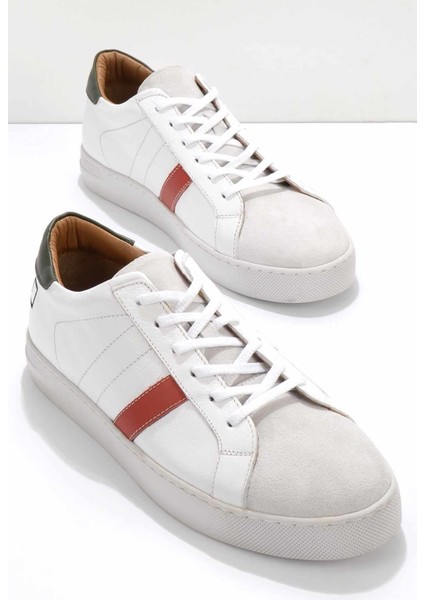 Beyaz Yeşil Leather Erkek Sneaker E01585200703