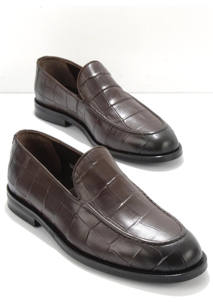 Kahve Kroko Leather Erkek Klasik Ayakkabı E01755122311