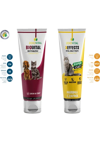 Hairball Malte paste 100 gr Tüy Yumağı Önleyici + Biovital 100 gr Biotin Çinko Deri Tüy Desteği