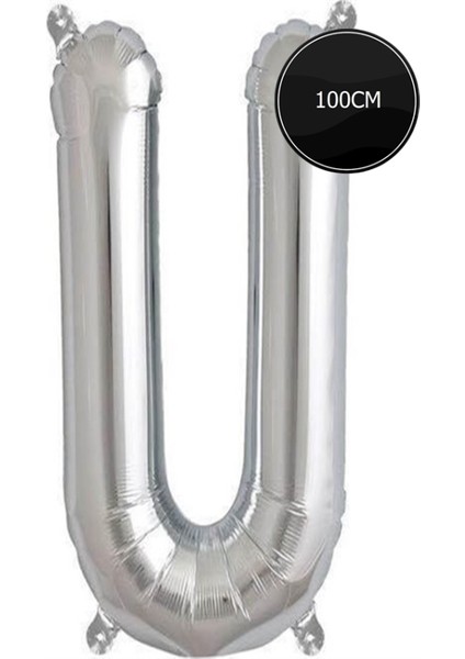 100 cm U Harfi Folyo Balon Gümüş
