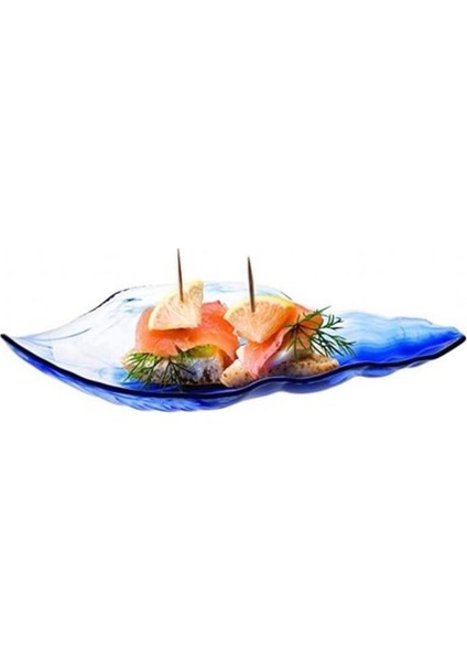 Cam 2'li Marine Batik Mavi Servis Tabağı Meze & Sunum Kabı Kayığı Lokumluk modelleri