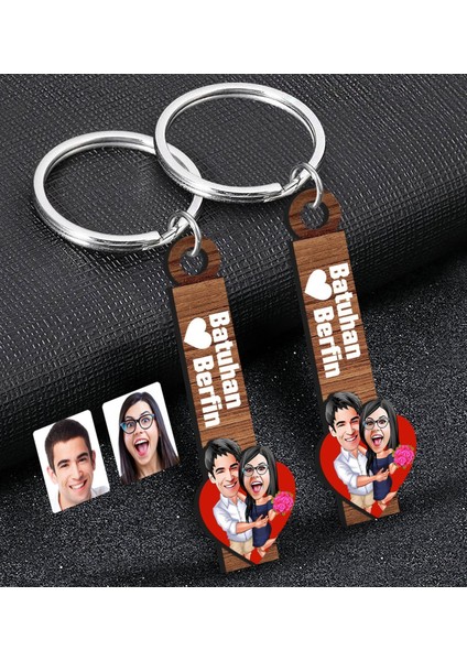 Gift Kişiye Özel Sevgili Temalı 2’li Ahşap Anahtarlık, Sevgiliye Hediye,doğum Günü Hediyesi, Sevgililer Günü Hediyesi-5
