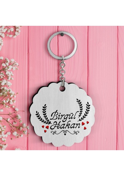Kişiye Özel Sevgililer Günü Tasarımlı Ahşap Anahtarlık - 33