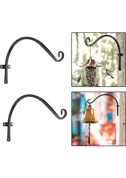 2pcs Demir Asma Braket Bitki Sepeti Fener Kancası Kapı Açık Dekor Siyah (Yurt Dışından) modelleri