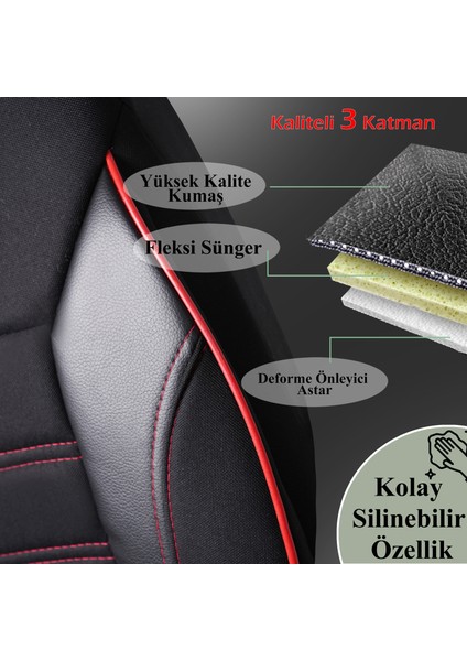 Audi A3 Sedan Oto Koltuk Kılıfı Seti Simple