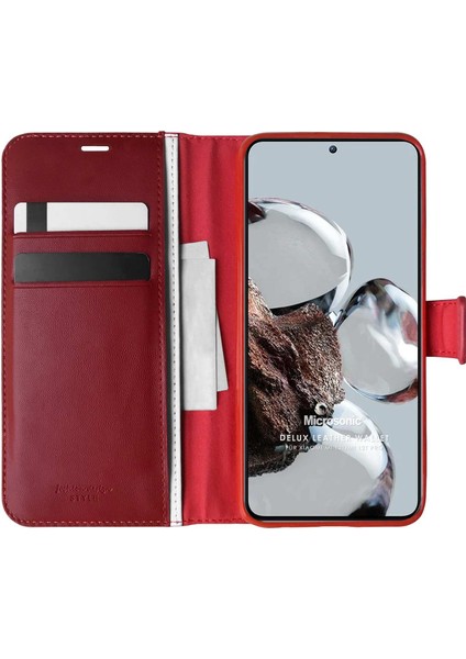 Xiaomi Mi 12T Pro Kılıf Delux Leather Wallet Kırmızı