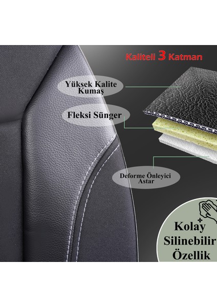 Fiat Tipo Deri Detaylı Özel Tasarım Oto Koltuk Kılıfı Seti Classy