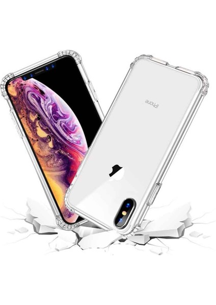 Apple iPhone Xs Max Shock Absorbing Darbe Emicili Şeffaf Silikon Kılıf