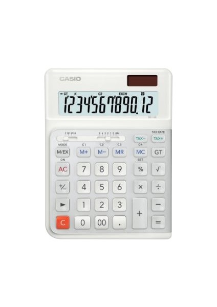 DE-12E-WE Beyaz 12 Hane Masa Üstü Ergonomik Tuşlu Hesap Makinesi
