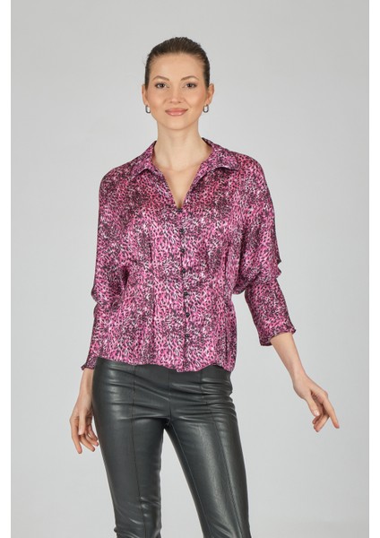 Oversize Leopar Desenli Uzun Kol Minimalist Kadın Bluz - Günlük & Parti indirimleri