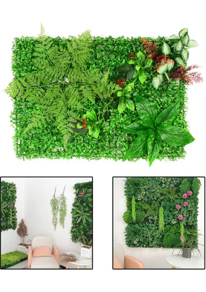 Yeşil Yapay Bitkiler Duvar Simülasyonu 40 x 60 x 0.5cm. (Yurt Dışından)