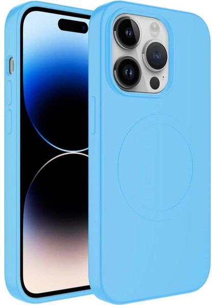 Apple iPhone 13 Pro Max Kılıf Magsafe Wireless Şarj Özellikli Pastel Renk Silikon Mat Kapak