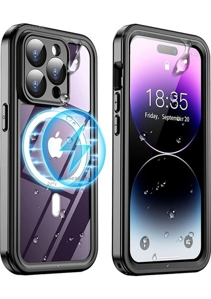 Apple Iphone 14 Pro Kılıf 360 Koruma Su Geçirmez Toz Geçirmez Tam Koruma Magsafe Uyumlu Kapak