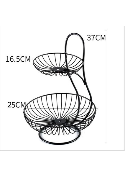 2 Katman Dekoratif Meyve Sepeti Bitkisel Ekmek Tutucu Raf Mutfak Siyah 2 Katman (Yurt Dışından)