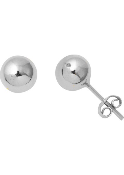 14 Ayar Beyaz Altın Top Küpe 8 Mm.