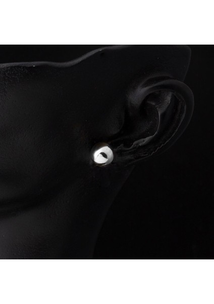 14 Ayar Beyaz Altın Top Küpe 8 Mm.