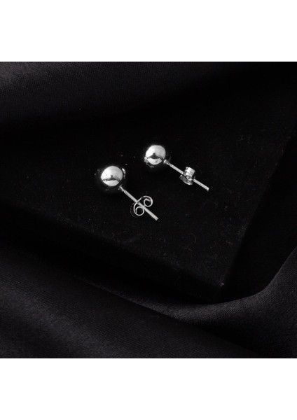 14 Ayar Beyaz Altın Top Küpe 8 Mm.