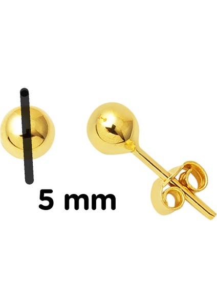 14 Ayar Altın Top Küpe 5 Mm.