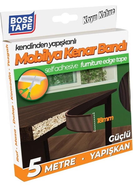 Boss Tape Yapışkanlı Koyu Kahve Masa Mobilya Kenar Bandı 5 metre