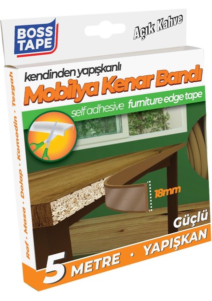 Boss Tape Yapışkanlı Açık Kahve Masa Mobilya Kenar Bandı 5 metre