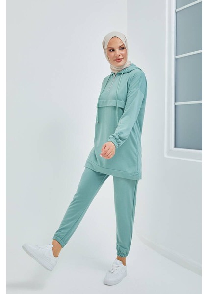 Önden Yarım Fermuarlı Eşofman Takımı TRN1019 Mint