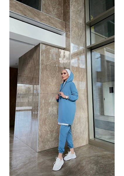 Önden Yarım Fermuarlı Eşofman Takımı TRN1019 Mavi fiyatları