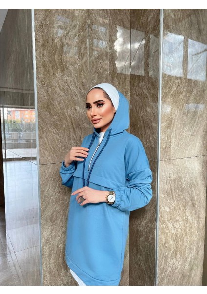 Önden Yarım Fermuarlı Eşofman Takımı TRN1019 Mavi modelleri