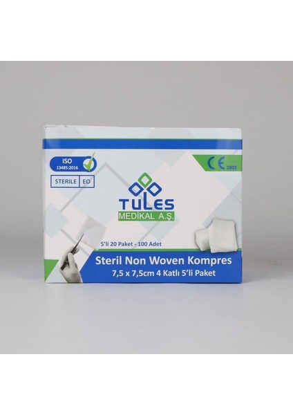 Non Woven Kompres 7,5 x 7,5 cm 4 KATLI 100 ADET 3 Kutu