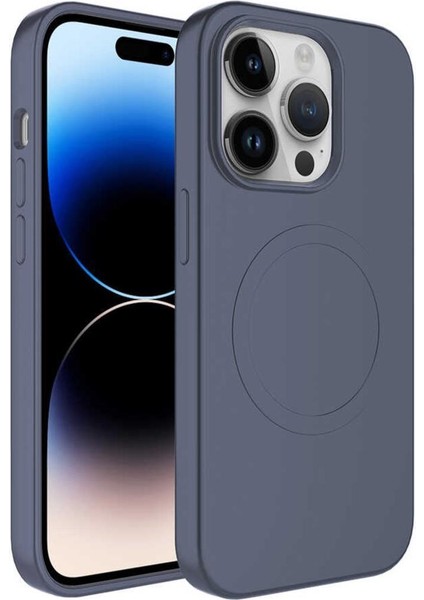 Apple iPhone 14 Pro Kılıf Magsafe Wireless Şarj Özellikli Pastel Renk Silikon Zore Plas Kapak