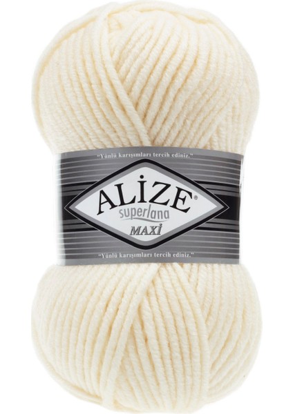 5 Adet Alize Süperlana Maxi 01 El Örgü Ipi 100 Gr.