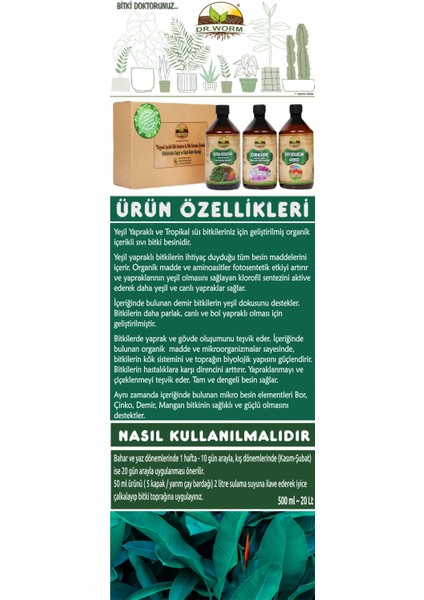 Bitki Besinleri (Gübreleri) 3'ü 1 Arada Avantaj Paketi (3X500 Ml) Orkide, Solucan G., Ultra indirimleri