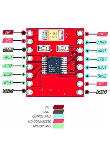 Roba DRV8833 Step Motor Sürücü Modül Dc 10V 1.2A Pwm Çift H Köprü 2 Dc Motor TB6612FNG