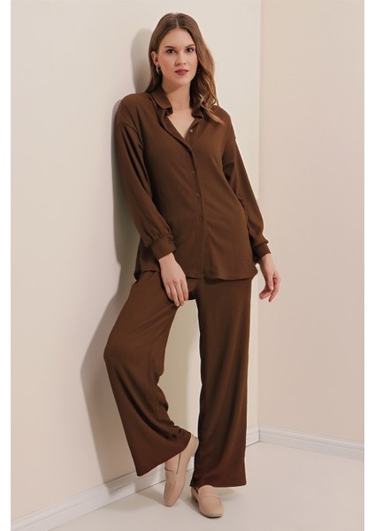 5858 Örme Ikili Takım - Kahverengi