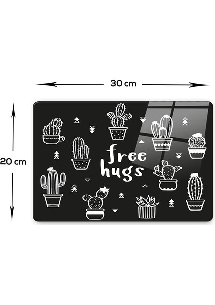 Cam Kesme Tahtası | Cam Kesme Tablası | Free Hugs - Siyah Fon |