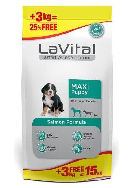 Lavital Büyük Irk Somonlu Yavru Köpek Maması 12+3 kg