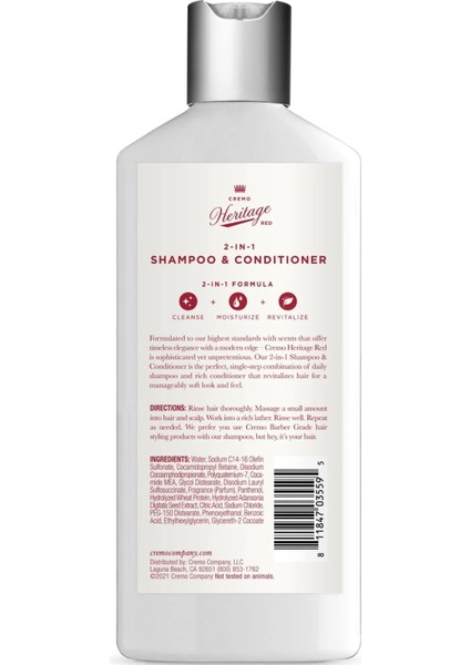 2in1 Heritage Red Şampuan ve Saç Kremi 473ML