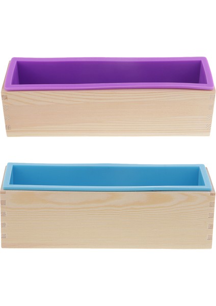 2pcs Dikdörtgen Silikon Sabun Somunu Ahşap Kutu Dıy 900ML/12KG ile (Yurt Dışından)