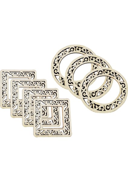 200PCS Mdf Bitmemiş Kahverengi Çerçeve Boş Scrapbooks Sanat Süsleri (Yurt Dışından)