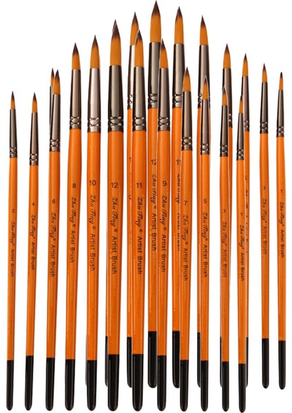 24 Adet Sanatçı Boya Fırçaları Set Sanat Boyama Malzemeleri Suluboya Yağlı Boya (Yurt Dışından)