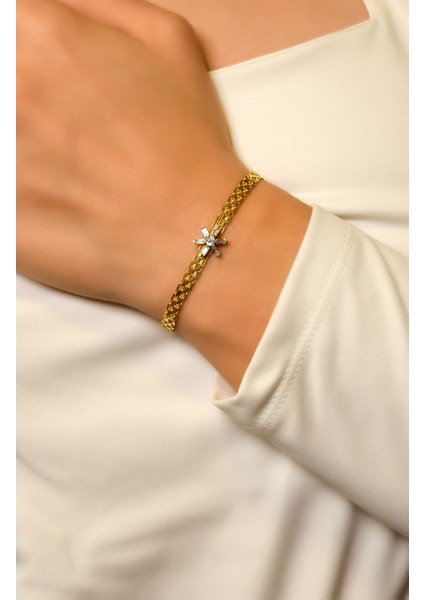 Taşlı Tasarım Bileklik 14 Ayar A043566