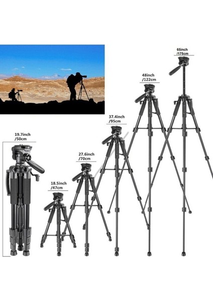 Profesyonel Fotoğraf Makinesi ve Tüm Cep Telefonlarına Uyumlu Telefon Tutuculu Taşıma Çantalı Tripod 175CM Tripot fırsatları